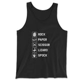 Rock Paper Scissor Lizard Spock Men/Unisex Tank in Black color