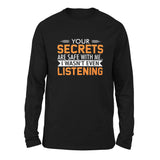 Your Secrets Are Safe With Me Men/Unisex Drop Shoulder Sweatshirt in Black color