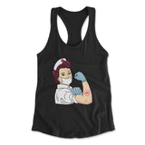 Strong Nurse Womens Racerback Tank in Black color