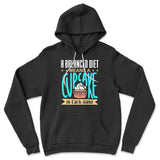 A Balanced Diet Means, A Cake In Each Hand Hoodie in Black color