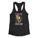Chicken Spy Womens Racerback Tank in Black color