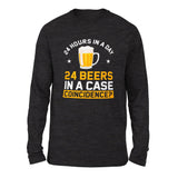 24 Hours In A Day, 24 Beers In A Case. Coincidence Men/Unisex Drop Shoulder Sweatshirt in Dark Grey Heather color