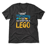 Dear Monday, Go Step On A Lego Men/Unisex T-Shirt in Dark Grey Heather color