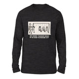 Why Science Teachers Should Not Be Given Playground Duty Men/Unisex Drop Shoulder Sweatshirt in Dark Grey Heather color