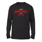 I Do Marathons On Netflix Men/Unisex Drop Shoulder Sweatshirt in Dark Grey Heather color