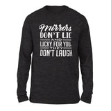 Mirrors Dont Lie And Lucky For You, They Don't Laugh Men/Unisex Drop Shoulder Sweatshirt in Dark Grey Heather color