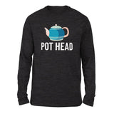 Pot Head Men/Unisex Drop Shoulder Sweatshirt in Dark Grey Heather color
