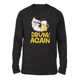 Drunk Again Men/Unisex Drop Shoulder Sweatshirt in Dark Grey Heather color