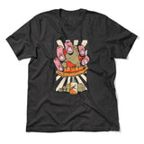Planet Oil Squeezer Men/Unisex T-Shirt in Dark Grey Heather color