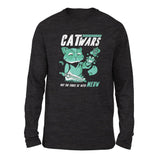 Cat Wars - May The Force Be With Meow Men/Unisex Drop Shoulder Sweatshirt in Dark Grey Heather color
