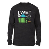 I Wet My Plants Men/Unisex Drop Shoulder Sweatshirt in Dark Grey Heather color
