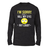I'm Sorry, Did I Roll My Eyes Out Loud Men/Unisex Drop Shoulder Sweatshirt in Dark Grey Heather color