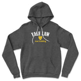 Yale Law, Just Kidding Hoodie in Dark Grey Heather color
