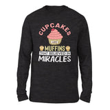 Cupcakes Are Muffins That Believed In Miracles Men/Unisex Drop Shoulder Sweatshirt in Dark Grey Heather color