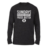 Sundays Should Have A Pause Button Men/Unisex Drop Shoulder Sweatshirt in Dark Grey Heather color