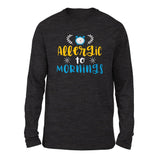 Allergic To Mornings Men/Unisex Drop Shoulder Sweatshirt in Dark Grey Heather color