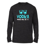 Vodka Made Me Do It Men/Unisex Drop Shoulder Sweatshirt in Dark Grey Heather color
