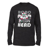 Robo Head Men/Unisex Drop Shoulder Sweatshirt in Dark Grey Heather color