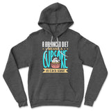A Balanced Diet Means, A Cake In Each Hand Hoodie in Dark Grey Heather color