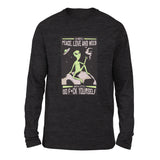 I Mostly Want Peace, Love And Weed Men/Unisex Drop Shoulder Sweatshirt in Dark Grey Heather color