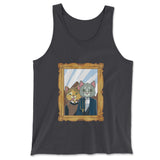 American Gothic Cats Men/Unisex Tank in Dark Grey color