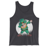 Leprechaun Dabbing Men/Unisex Tank in Dark Grey color
