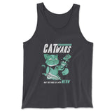 Cat Wars - May The Force Be With Meow Men/Unisex Tank in Dark Grey color