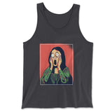 Scream Painting Monalisa Men/Unisex Tank in Dark Grey color