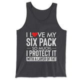 I Love My Six Pack And I Protect It With My Layer Of Fat Men/Unisex Tank in Dark Grey color