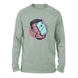 Phone Face Hugger Men/Unisex Drop Shoulder Sweatshirt in Dusty Blue color