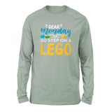 Dear Monday, Go Step On A Lego Men/Unisex Drop Shoulder Sweatshirt in Dusty Blue color