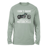 I Don't Snore, I Dream I'm A Motorcycle Men/Unisex Drop Shoulder Sweatshirt in Dusty Blue color