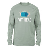 Pot Head Men/Unisex Drop Shoulder Sweatshirt in Dusty Blue color