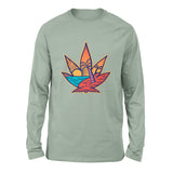 Cannabis Leaf Beach Men/Unisex Drop Shoulder Sweatshirt in Dusty Blue color