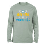 Allergic To Mornings Men/Unisex Drop Shoulder Sweatshirt in Dusty Blue color