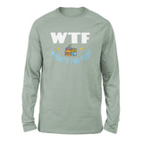 WTF - Where's The Food Men/Unisex Drop Shoulder Sweatshirt in Dusty Blue color