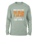 May Be If We Tell People The Brain Is An App, They'll Start Using It Men/Unisex Drop Shoulder Sweatshirt