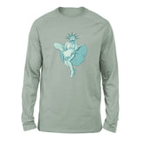 Statue Of Liberty Marilyn Monroe Men/Unisex Drop Shoulder Sweatshirt in Dusty Blue color