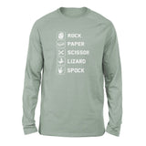 Rock Paper Scissor Lizard Spock Men/Unisex Drop Shoulder Sweatshirt in Dusty Blue color
