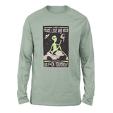 I Mostly Want Peace, Love And Weed Men/Unisex Drop Shoulder Sweatshirt in Dusty Blue color