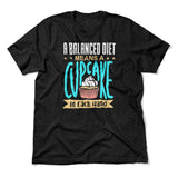 Cupcake - A Balanced Diet Men/Unisex T-Shirt in Heather Black color