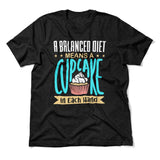 A Balanced Diet Means, A Cake In Each Hand Men/Unisex T-Shirt in Heather Black color