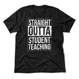 Straight Outta Student Teaching Men/Unisex T-Shirt in Heather Black color