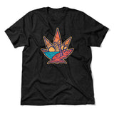 Cannabis Leaf Beach Men/Unisex T-Shirt in Heather Black color