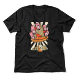 Planet Oil Squeezer Men/Unisex T-Shirt in Heather Black color