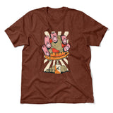 Planet Oil Squeezer Men/Unisex T-Shirt in Heather Clay color