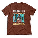 A Balanced Diet Means, A Cake In Each Hand Men/Unisex T-Shirt in Heather Clay color