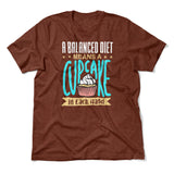 Cupcake - A Balanced Diet Men/Unisex T-Shirt in Heather Clay color