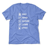 Rock Paper Scissor Lizard Spock Men/Unisex T-Shirt in Heather Columbia Blue color