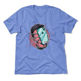 Phone Face Hugger Men/Unisex T-Shirt in Heather Columbia Blue color